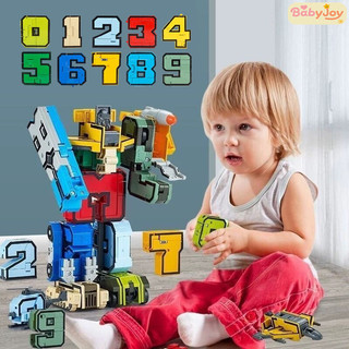 【BabyJoy】Đồ Chơi Robot Biến Hình 3D số,Bộ Đồ Chơi Lắp Ráp Robot Số Biến Hình 10 Số,Bộ khối xây dựng