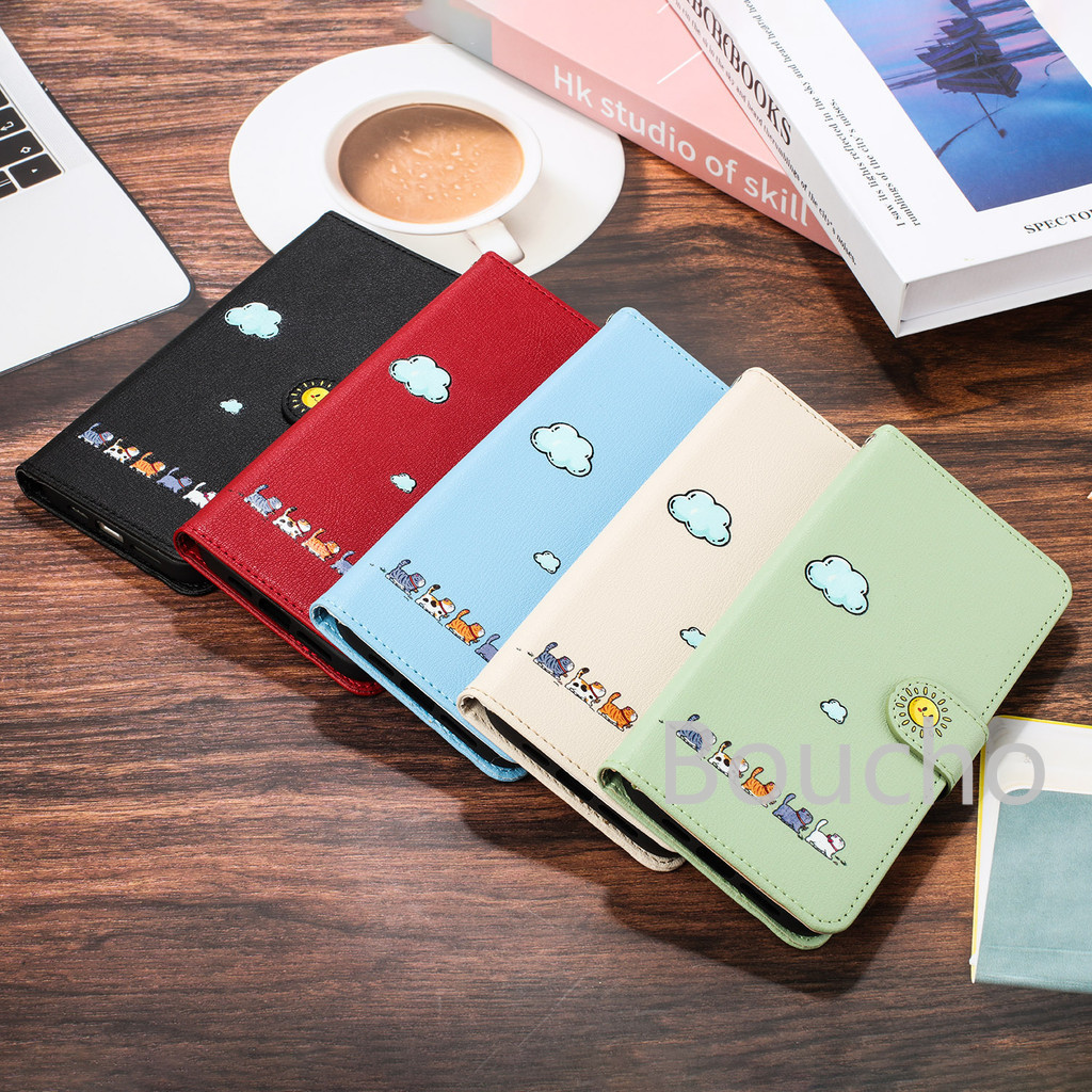 Dành Cho iPhone 16e 16 15 14 Plus 13 12 11 Pro Max Ví Da Mèo Dễ Thương Bảo Vệ Ốp Lưng Điện Thoại Có Khe Cắm Thẻ Giá Đỡ