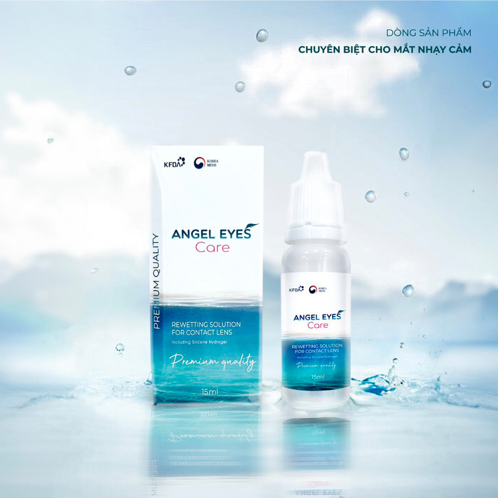[HÀNG MỚI VỀ] Nước nhỏ mắt lens Angel Eyes Care 15ml cao cấp cho mắt nhạy cảm (Dung dịch nhỏ mắt cho kính áp tròng )