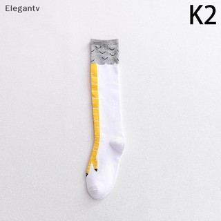 EGN Tất gà chân nữ dài đến đầu gối, họa tiết hoạt hình ngộ nghĩnh, chất liệu cotton với thiết kế 3D