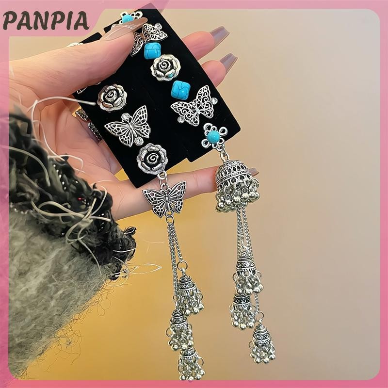 PANPIA-Long Xích Tua Rua Kẹp Tóc Cho Nữ Hoa Chuông Hình Kẹp Tóc Cô Dâu Cưới Dân Tộc Tóc Trang Sức