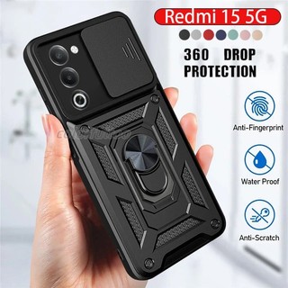 Casidng Cho Xiaomi Redmi 15 15C 15 C Redmi15C Redmi15 4G 5G Ốp Điện Thoại Sang Trọng Chống Sốc Giáp Giá Đỡ Vòng Giá Đỡ Ốp Lưng Cứng Cho Redmy 15 2025 Trượt Bảo Vệ Camera Trường Hợp