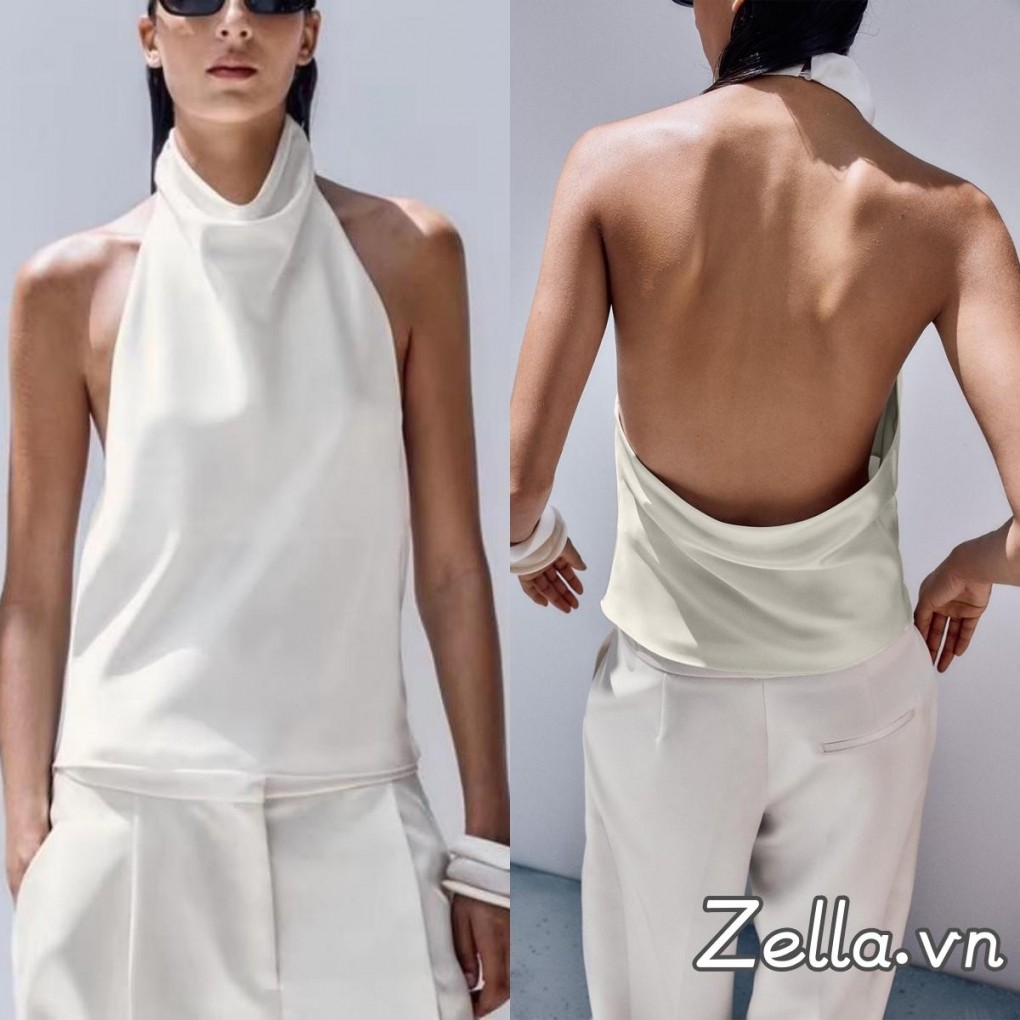 Áo Vest cổ dây mùa hè dành cho nữ không tay hở lưng màu trơn Satin Tank Tops
