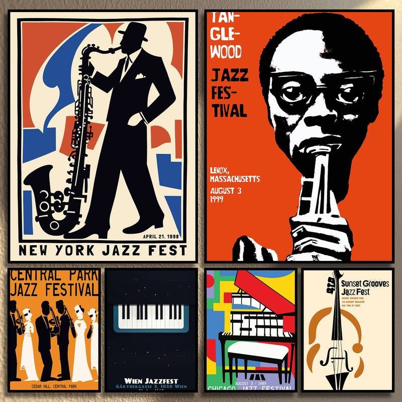 Vintage Jazz Groove Canvas Art Home Wall Decor Canvas Poster