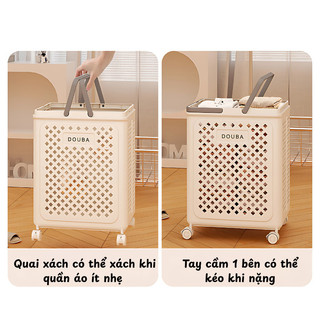 Giỏ Đựng Quần Áo Gấp Gọn Có Bánh Xe MAISON Giỏ Nhựa Đựng Đồ Giặt Nhà Tắm, Chất Liệu ABS Cao Cấp
