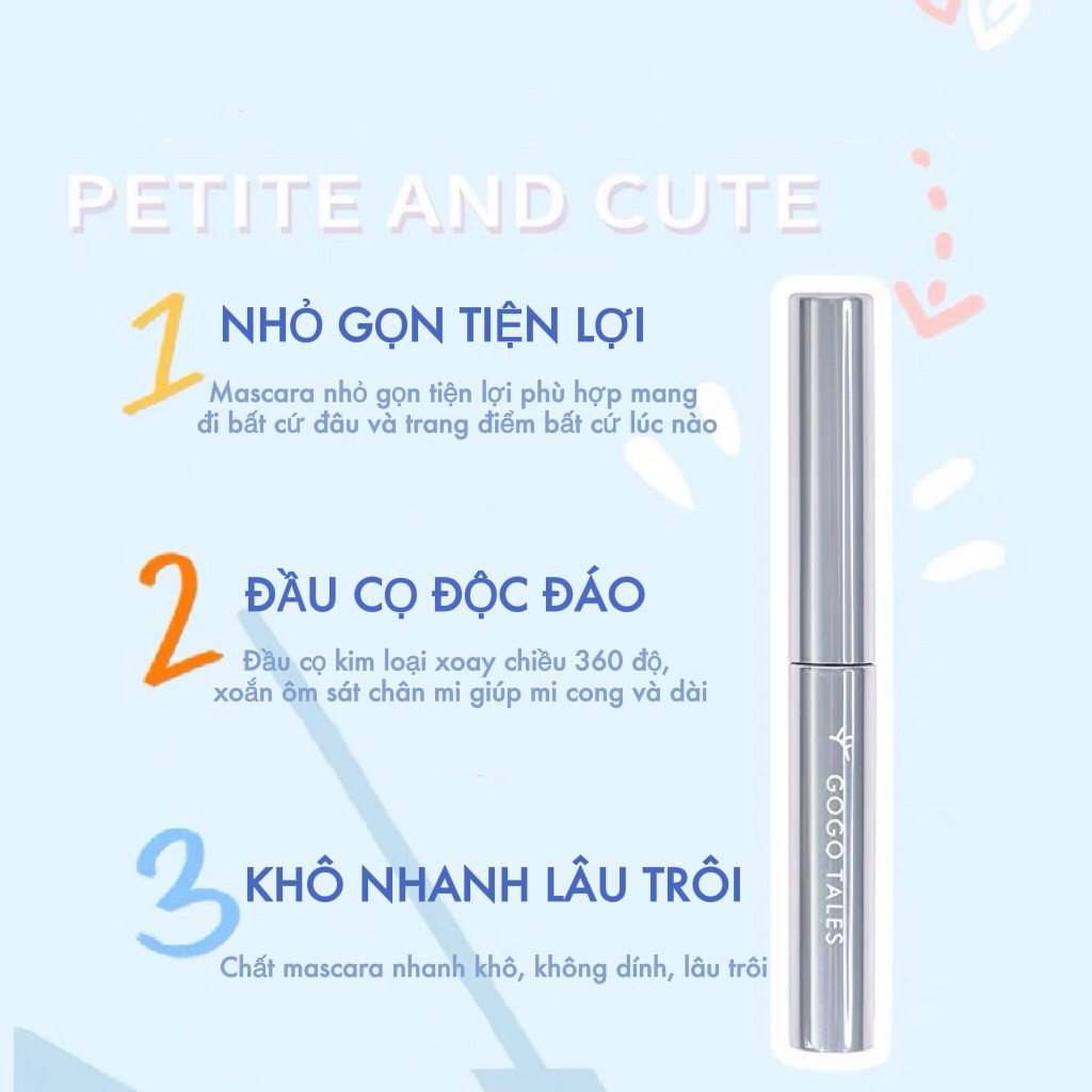 Mascara GOGO TALES GT347 Đầu Bạc Xoắn Ốc Giúp Cong Và Dài Mi Không Lem Cong Mi Tự Nhiên