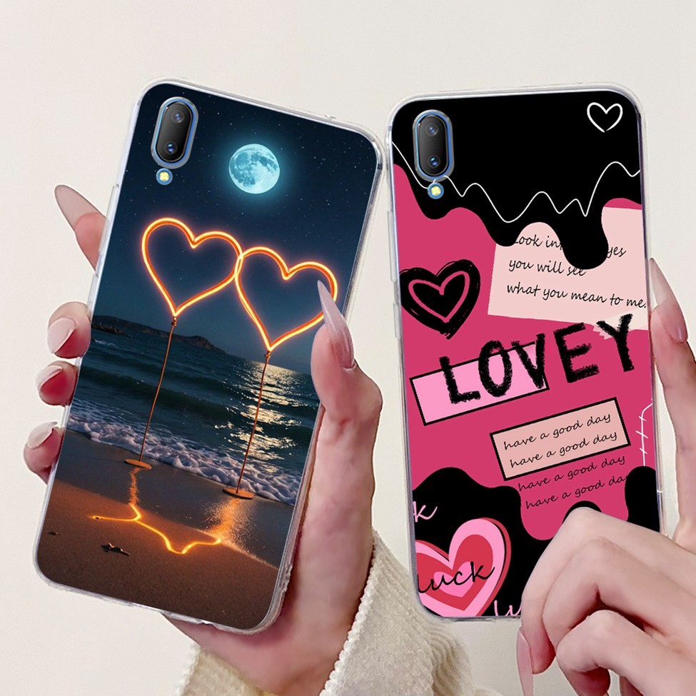 Vỏ Trong Suốt Vivo V11 1804 1806 1814 Bao Vivo V11 Pro Ốp Lưng Bướm Sang Trọng Tình Yêu Hoa Thời Trang Thoáng Mát Đẹp Trai Sư Tử Sơn
