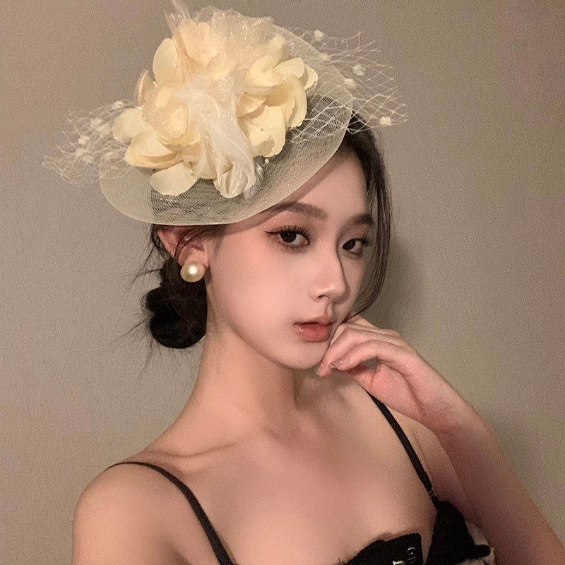Mũ gạc nữ retro với veil, phù hợp cho cô dâu và trang phục Halloween