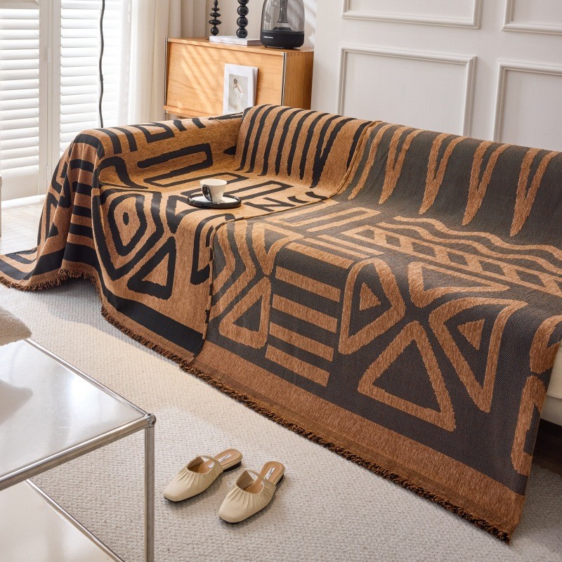 Chăn Sofa Tua Rua Chenille, Đệm Sofa Hình Học Chống Trơn Trượt Tất Cả Các Mùa, Vỏ Sofa 2 Và 3 Chỗ, Thích Hợp Để Bảo Vệ Đồ Nội Thất Thú Cưng