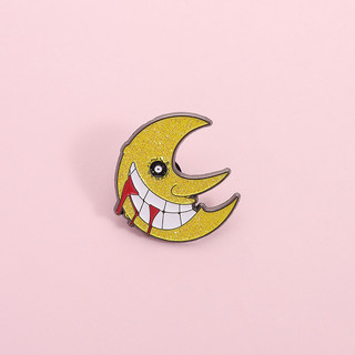Balo kim loại pin họa tiết Soul Eater Nhật Bản, thổ cẩm kinh dị mặt trăng - quà tặng bạn bè