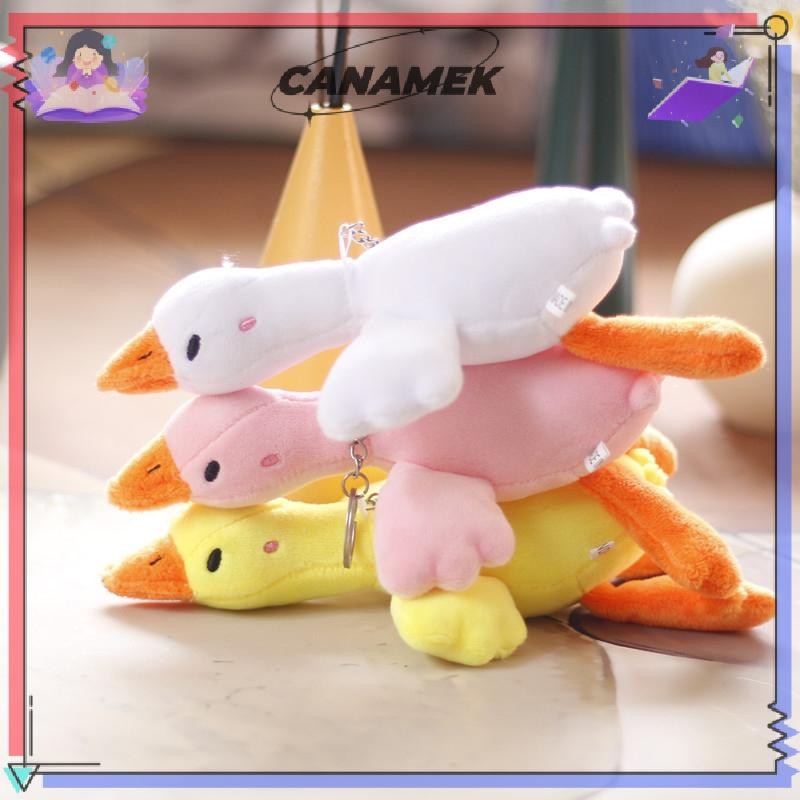 CANAMEK Vịt Sang Trọng Búp Bê Lông Tơ Móc Khóa Động Vật Dễ Thương Thiên Nga Ngỗng Mềm Búp Bê Nhồi Bông Schoolbag Mặt Dây Chuyền Trẻ Em Bé Gái Quà Tặng Sinh Nhật CSF