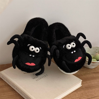Xixitiao Dép bông cho nam và nữ vào mùa đông thoải mái và ấm áp phòng ngủ tại nhà vui nhộn nhện Halloween