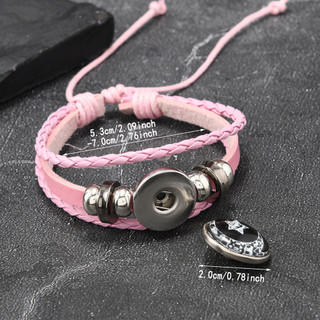 Vòng tay da vintage đính cườm mặt trời và mặt trăng - Lãng mạn, phù hợp làm quà tặng
