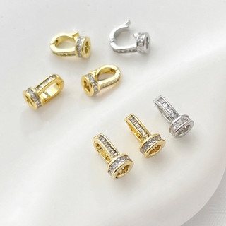 Khóa vòng cổ ngọc trai một lớp zircon, mạ vàng 14k handmade, đa năng