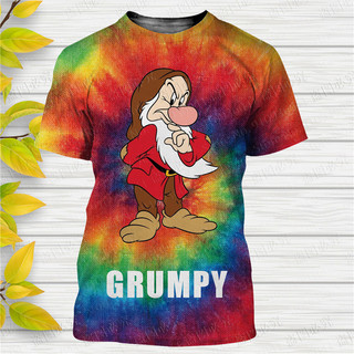 Bạch Tuyết Và Bảy Chú Lùn tie-dye In 3D Disney Áo Nam Nữ Phong Cách Thường Ngày Mùa Hè Dạo Phố Tee Áo