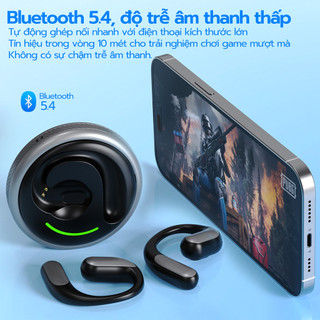 Tai nghe không dây Bluetooth Goojodoq cảm ứng AI Smart OWS Bluetooth 5.4 Hộp sạc kim loại