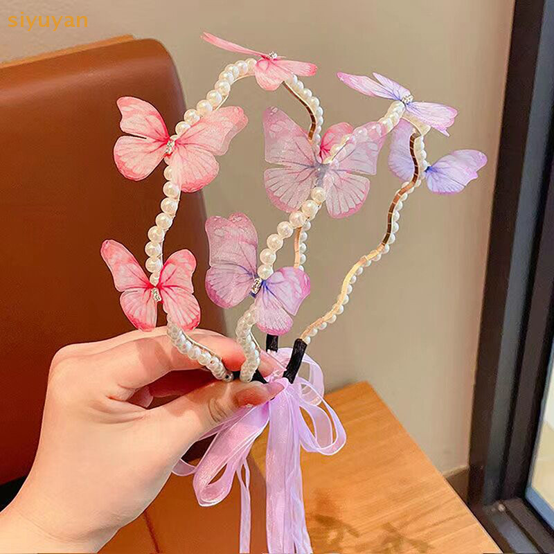 Siyuyan Trẻ Em Streamer Tóc Hoop Bé Công Chúa Dễ Thương Nữ Ngọc Trai Dễ Thương Băng Đô Quấn Tóc Hoàn Thành Phụ Kiện Kẹp Tóc VN