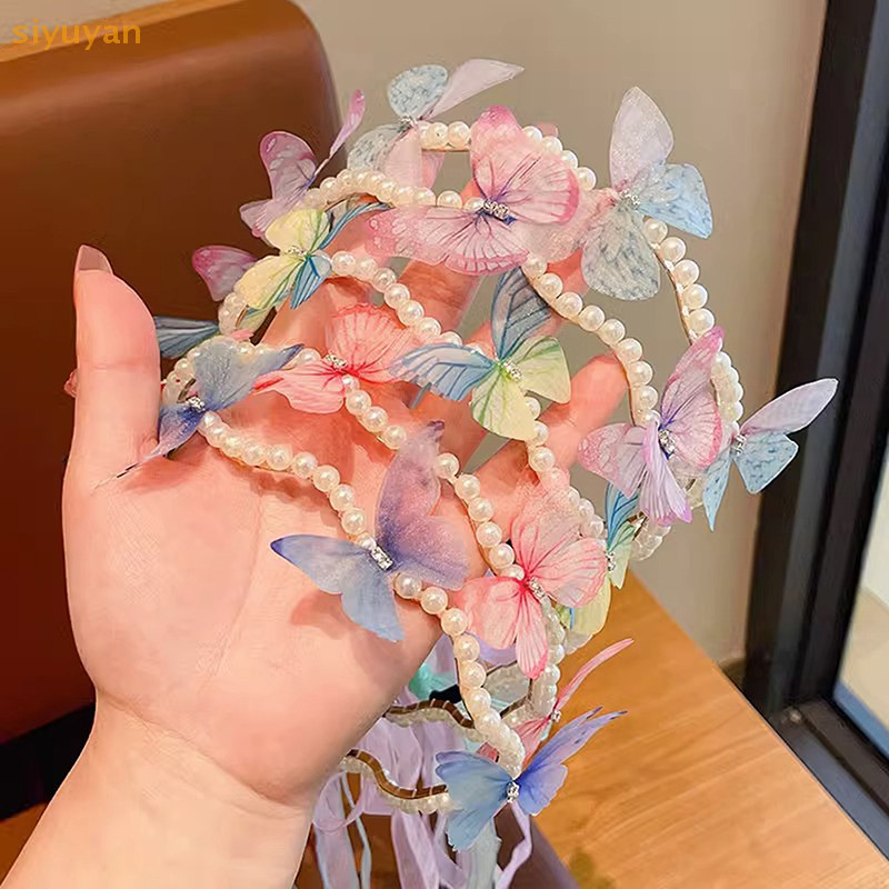 Siyuyan Trẻ Em Streamer Tóc Hoop Bé Công Chúa Dễ Thương Nữ Ngọc Trai Dễ Thương Băng Đô Quấn Tóc Hoàn Thành Phụ Kiện Kẹp Tóc VN
