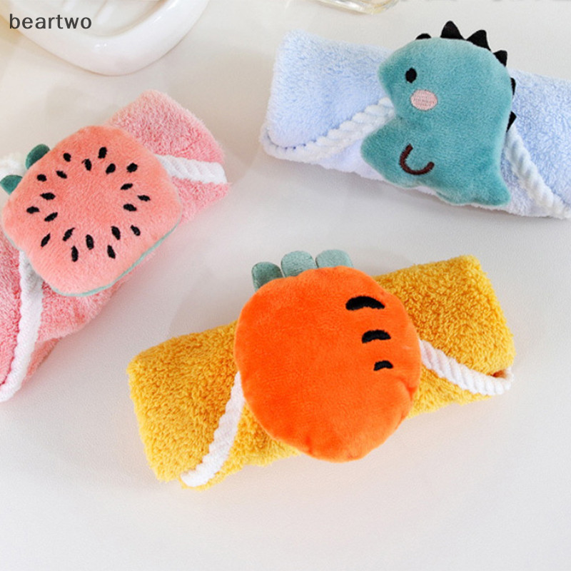 < Beartwo > Khăn tay Khăn tay trẻ em dễ thương Khăn tay khô thấm hút Khăn nhà bếp Khăn lông cừu san hô có nhẫn đẹp