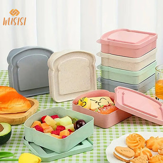[Wusisi] Hộp đựng bánh mì nướng ăn trưa Hộp đựng bánh Sandwich nhiều màu dung tích lớn Công nhân văn phòng Hộp đựng Bento bằng nhựa Dễ dàng làm sạch Nhẹ Di động MỚI