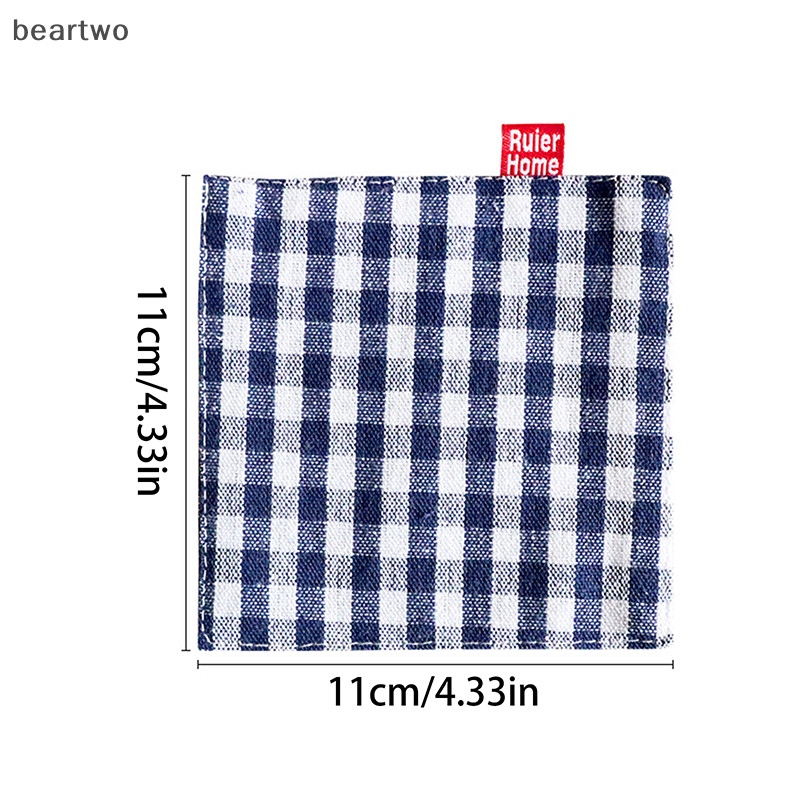 < Beartwo > 1 / 5 Chiếc Vải Coaster Khăn Trà Vải Đôi Placemat Cotton Nguyên Chất Cách Nhiệt Miếng Lót Cốc Miếng Lót Nhà Bếp Trang Trí Bàn Đẹp