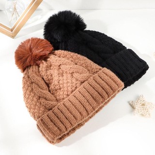 Mũ Beanie dệt kim dày giữ ấm, bảo vệ tai, phù hợp nam nữ