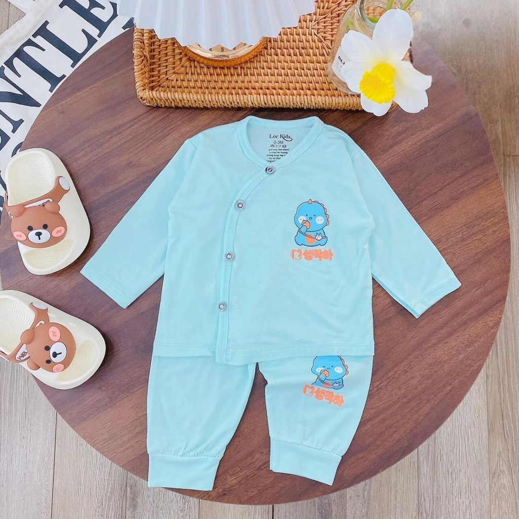 Combo 5 Bộ sơ sinh dài tay vải thun lạnh PEPTIT  cho bé sơ sinh TM mềm mịn thoải mái  0 - 9 tháng LP-DL14 Đậu Đậu Store