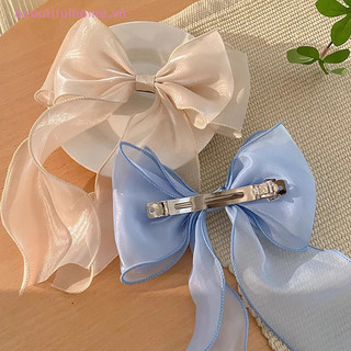 [Beautifulhome] Kẹp Tóc Nơ Voan Ngọt Ngào Bé Gái Màu Xanh Sáng Sa Nơ Kẹp Tóc Ruy Băng Nơ Barrette Kẹp Tóc Kẹp Đuôi Ngựa Mũ [vẻ đẹp]