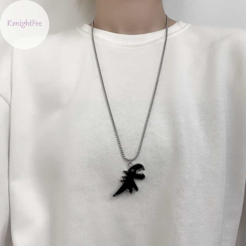 K2nightfee 2 Chiếc Khủng Long Dễ Thương Cặp Đôi Vòng Cổ Người Yêu Cặp Mặt Dây Bạn Bè Thép Không Gỉ VN