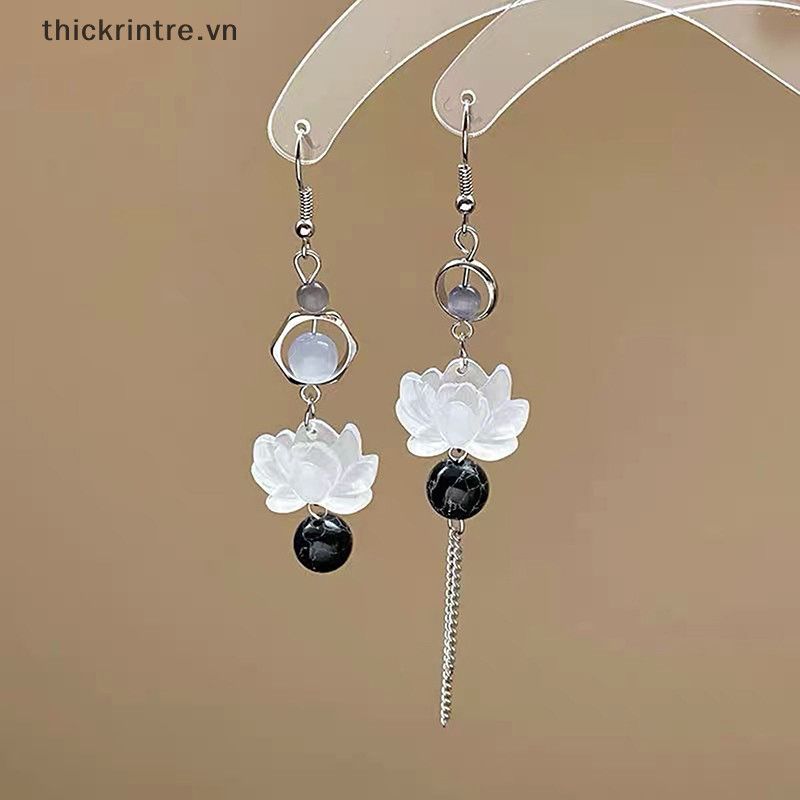 Thi 1 Đôi Bông Tai Sen Tinh Tế Độc Đáo Hoa Hồng Thanh Lịch Bất Đối Xứng Thả Bông Tai Nữ VintageJewelry Phụ Kiện VN
