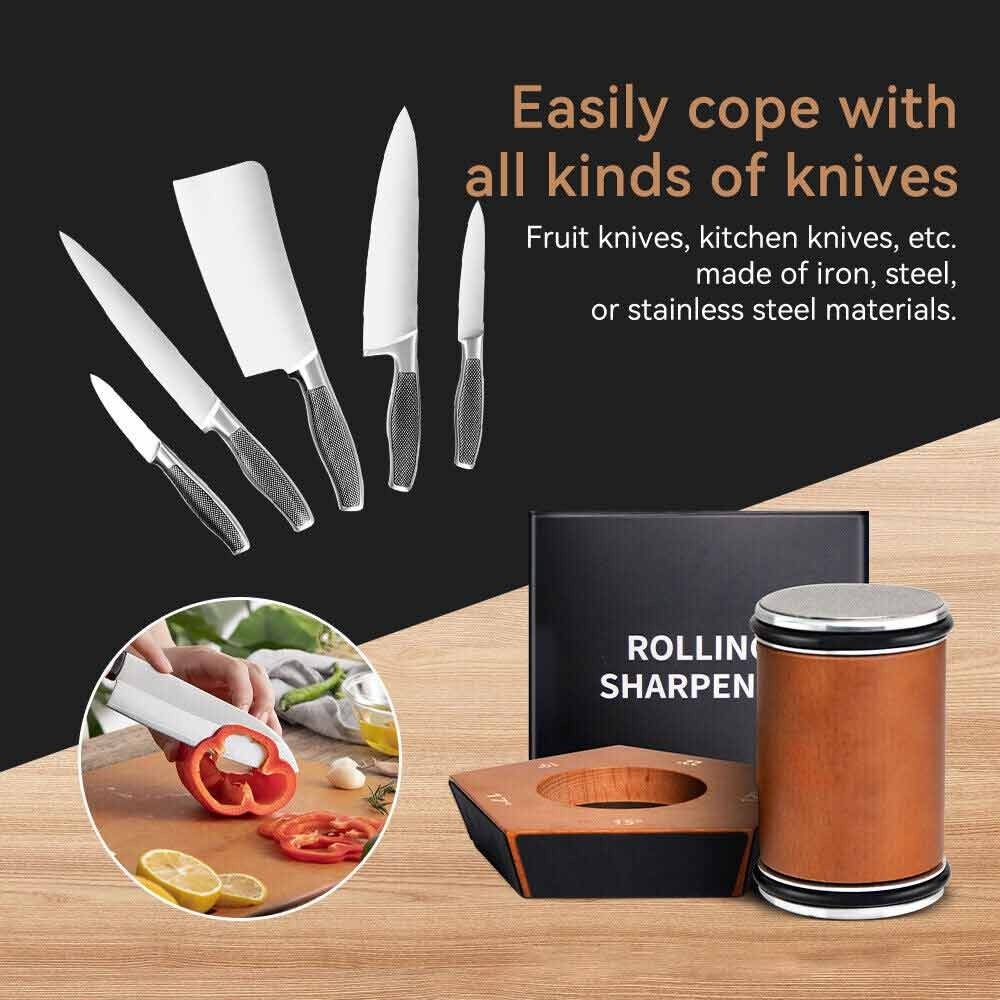 Rolling Knife Sharpener Magnetic Knife Holder Diamond Sharpening Stone Kit with 5 Degrees Angle Roller Kitchen Accessory