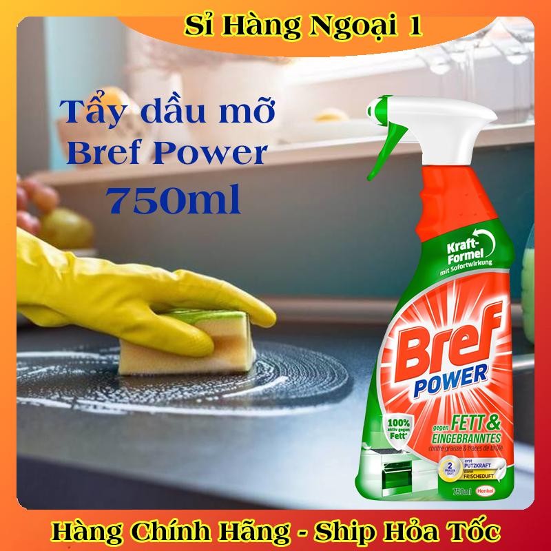 Chai Xịt Tẩy Dầu Mỡ Nhà Bếp Bref Power Dung Tích 750ml Dùng Được Cho Máy Hút Mùi, Lò Nướng Của Đức