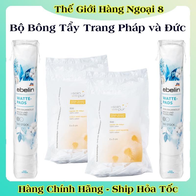 Bông Tẩy Trang Pháp Tetra Medical Carrés De Coton 500/600 miếng Le Soin Làl'état Pur của Pháp