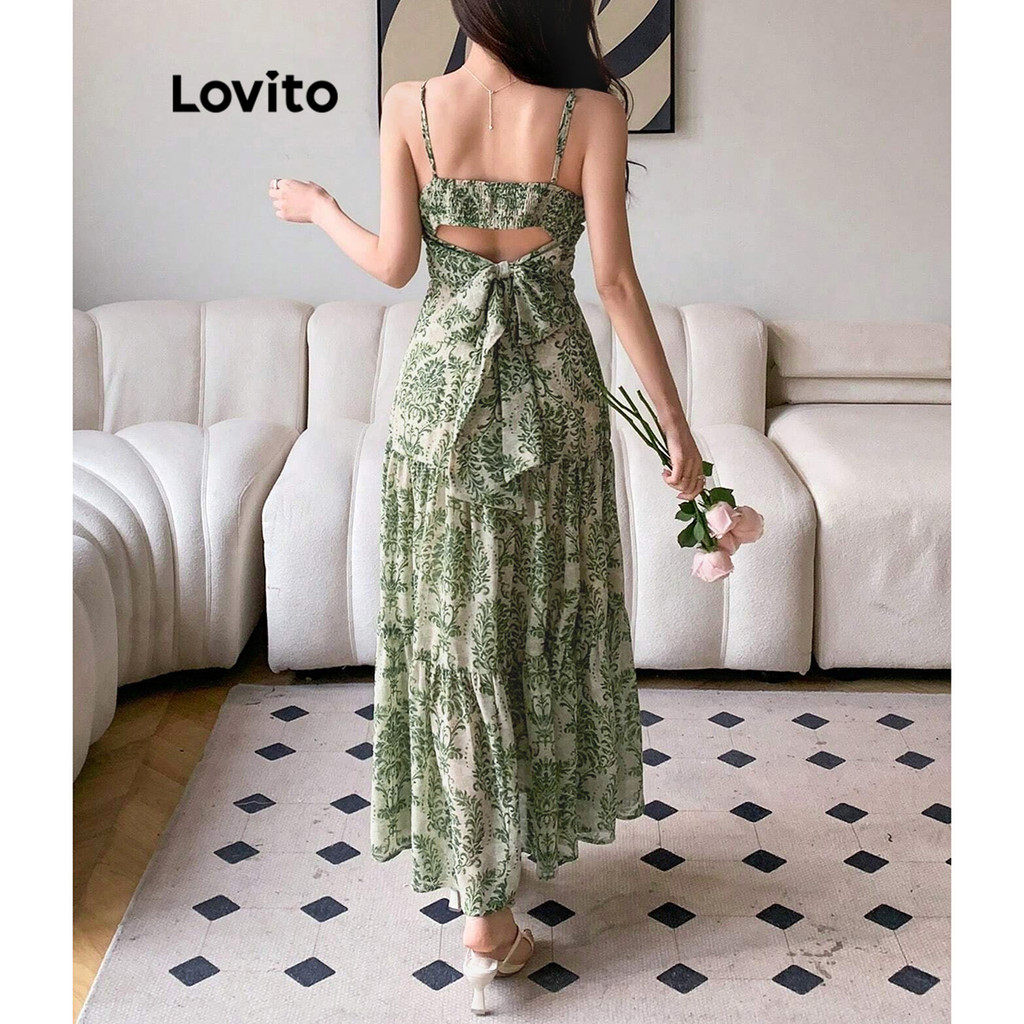 Ảnh Đầm Lovito vải gân thắt nơ phía sau họa tiết paisley phong cách Boho cho nữ L87ED315 2