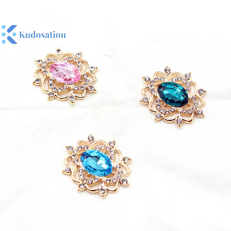 Kudosation 27 * 31MM Hình Bầu Dục Nước Hợp Kim Hoa Đĩa Phụ Kiện Trang Sức Tự Làm Cưới Đầm Nơ Mũ Phụ Kiện Trang Sức