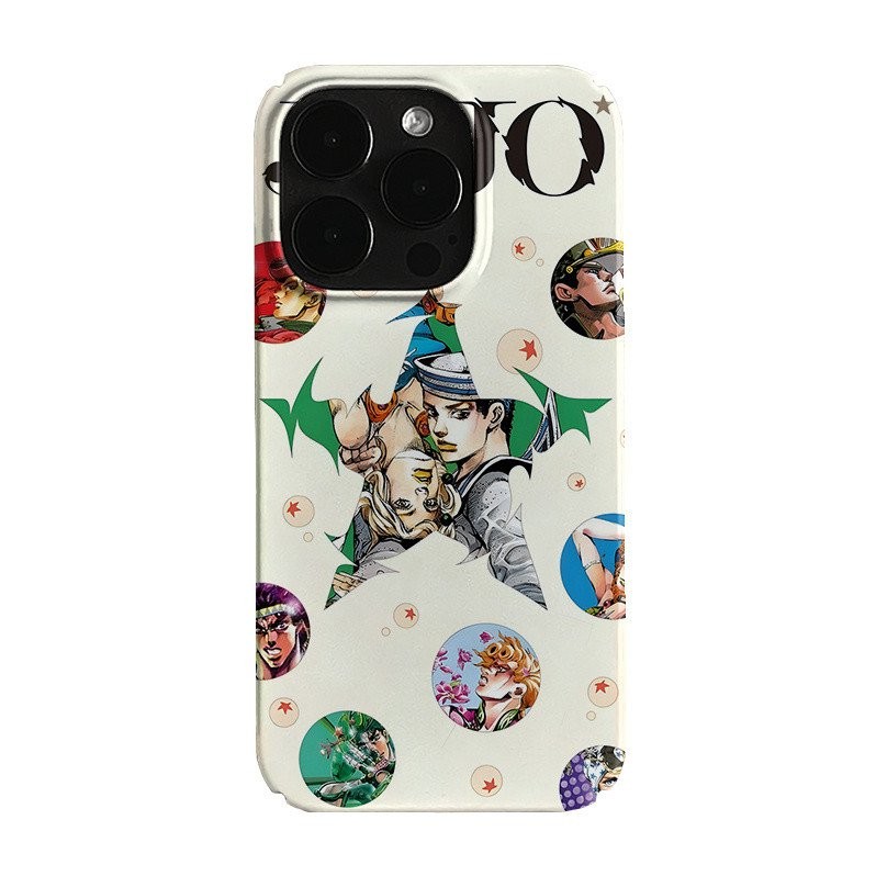 JOJO Anime QYJS dùng cho IPhone 15 ProMax 14 13 12 PRO 11 7 8 plus X XR XSMAX SE 14 15 PLUS Ốp cứng hoạt hình phim trường hợp bảo vệ mặt sáng chống rơi mới IUOS