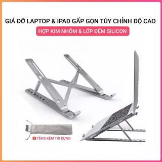 Giá đỡ LAPTOP, MACBOOK, IPAD bằng nhôm có thể điều chỉnh được độ cao, đế tản nhiệt kê laptop nhôm SUNND
