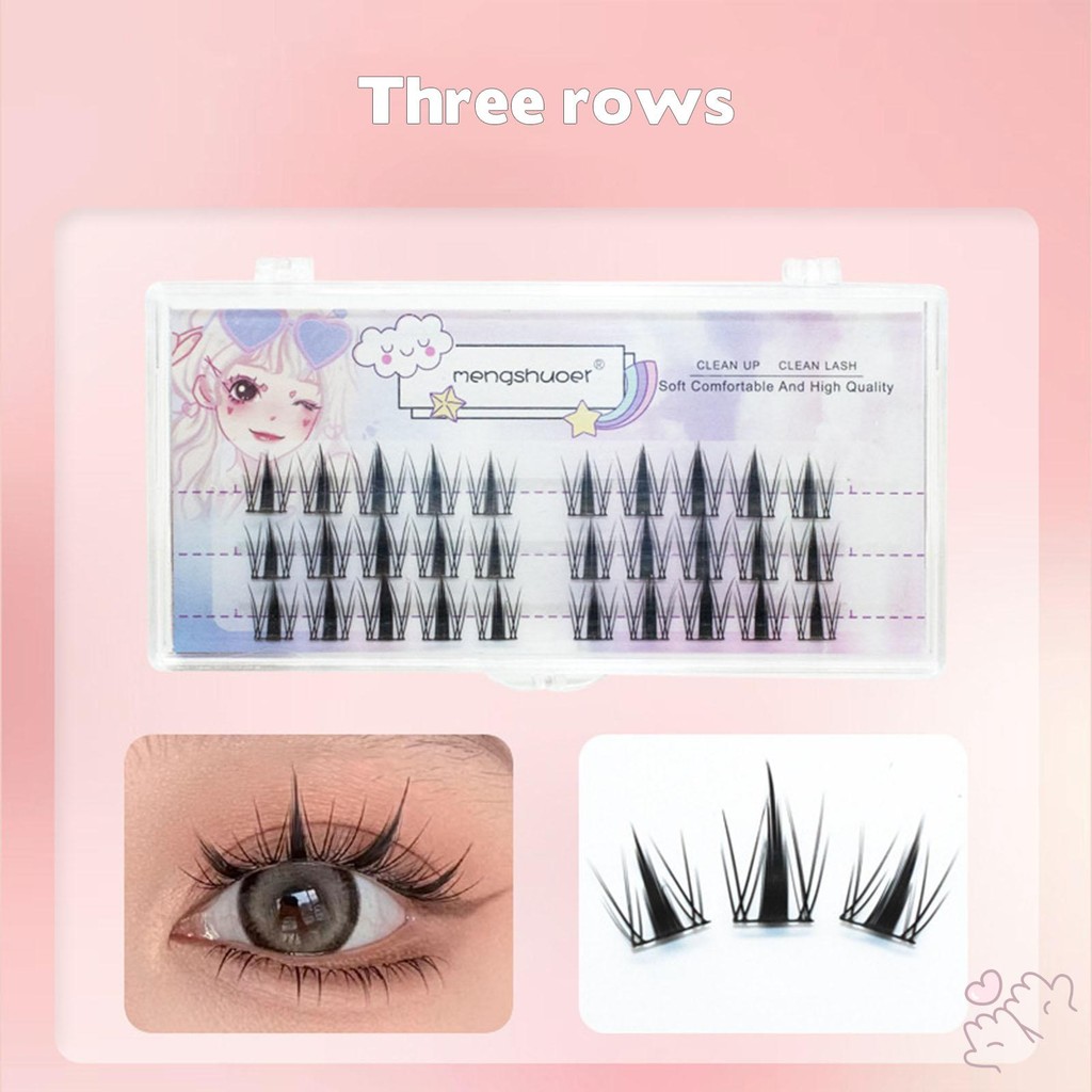 IOIIK 3/510 Row--Cụm mi DIY Cụm nối mi Cụm lông mi Lông mi uốn cong phân đoạn Wispy Cụm lông mi giả