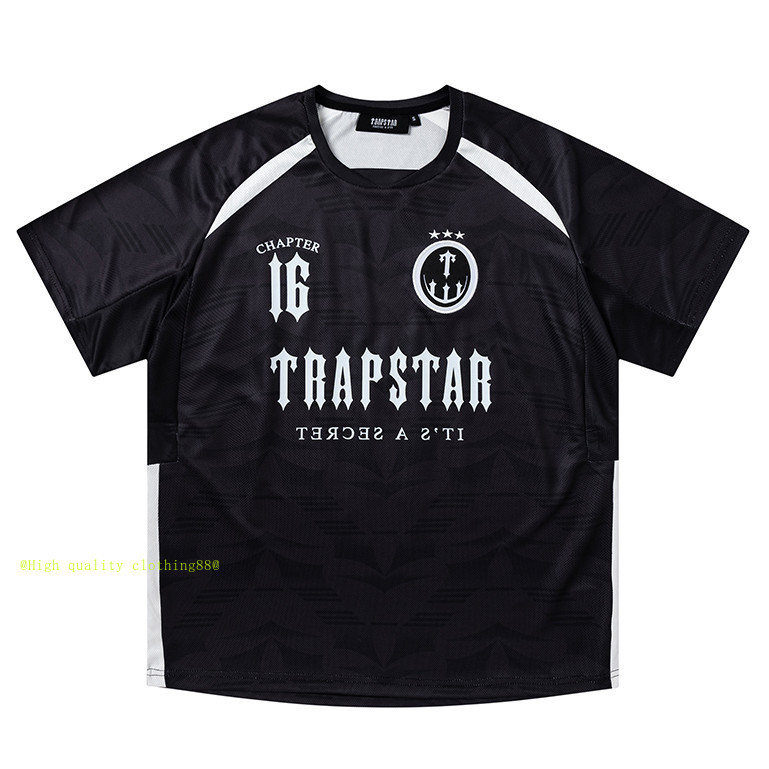 * * * * Chất lượng cao * * * Phong cách mới 608 #Trapstar Áo thun cổ tròn ngắn tay in hình Cotton nguyên chất