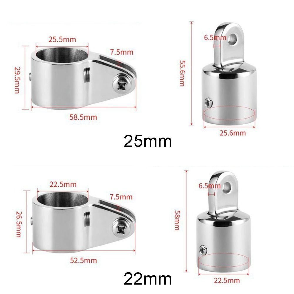 Note1 Lắp hàng đầu, Thuyền phần cứng biển bằng thép không gỉ 316 Bimini, Mũ cuối mắt ngoài 22mm 25mm thực tế