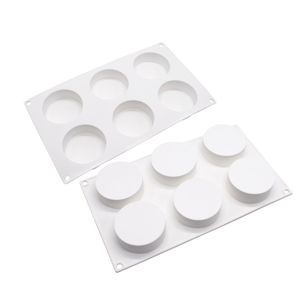 6 Khoang Phẳng Hình Trụ Khuôn Bánh Silicon Swear Mousse Món Tráng Miệng Khuôn Tự Làm Khuôn Nướng Bánh Xà Phòng Handmade Khuôn Nến Hương Liệu Thạch Cao Khuôn Nướng Khuôn Dụng Cụ