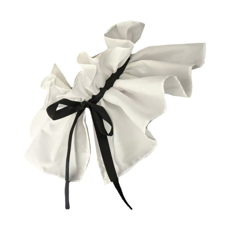 Woke Nữ Victoria Ruffle Đứng Cổ Giả Vintage Ruy Băng Buộc Xếp Ly Khăn Choàng Mũi