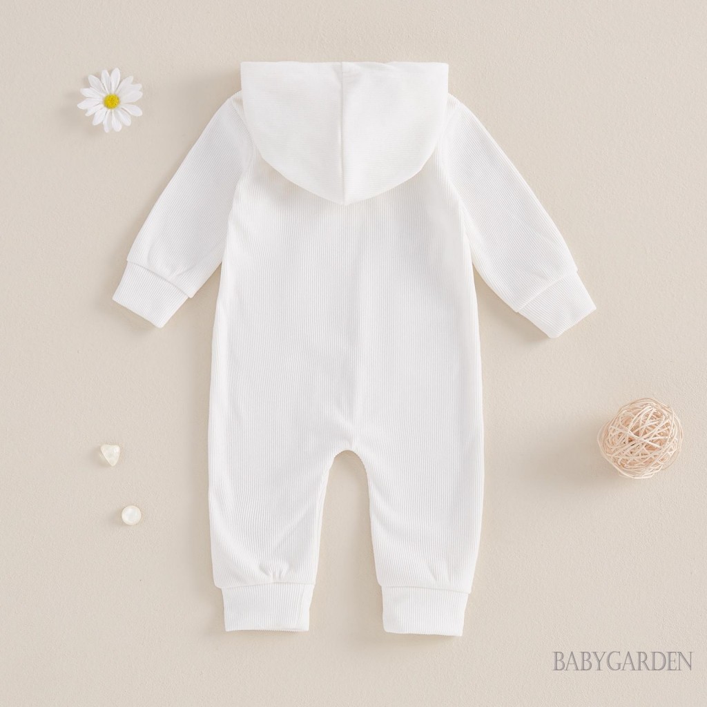 / / -0-18 Tháng Cho Bé Gái Bé Trai Mùa Thu Jumpsuit Dài Tay Có Mũ Trùm Đầu Màu Trơn Thường Ngày Dây Kéo Áo Liền Quần
