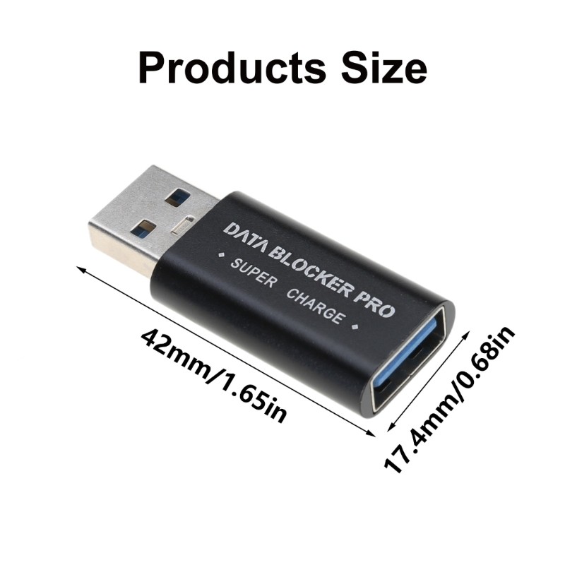 Ior USB Data Blocker Bộ chuyển đổi sạc nhanh với tính năng chặn dữ liệu Sạc nhanh Vỏ nhôm có sẵn