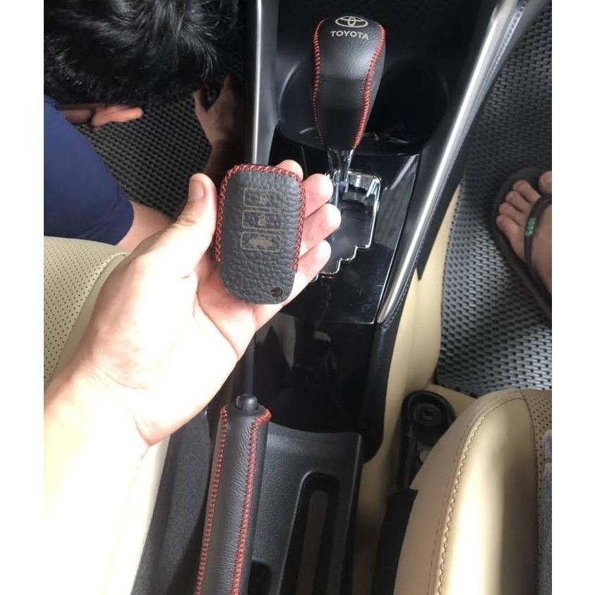 Bao Da Cần Số, Tay Phanh xe TOYOTA VIOS, YARIS AT( số tự động) 2019-2025 Da Nhập Khẩu, Khâu Thủ Công