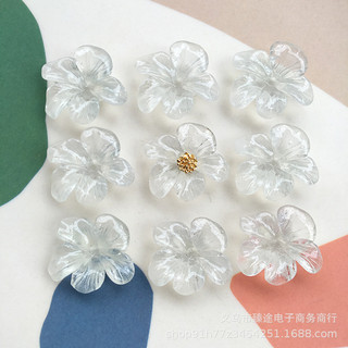 Phụ kiện nhựa hoa trong suốt Dongdaemun Hàn Quốc, DIY làm bông tai, phụ kiện tóc, nguyên liệu bán buôn