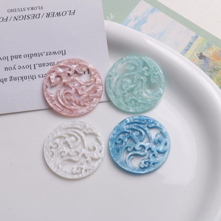 Phong cách quốc gia mới Phù Điêu Phong Cách rỗng phong cảnh tròn nhãn hiệu vá Bông tai trang sức phù hợp phụ kiện DIY phụ kiện nữ bán buôn vật liệu thủ công