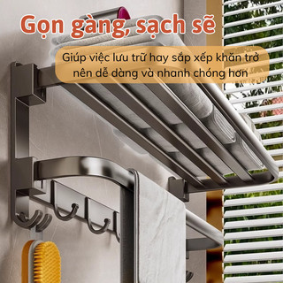 Giá Kệ Treo Khăn Nhà Tắm IKEA MAMA Gấp Gọn 90 Độ Dán Tường Cao Cấp Đồ Gia Dụng Thông Minh 2 lớp