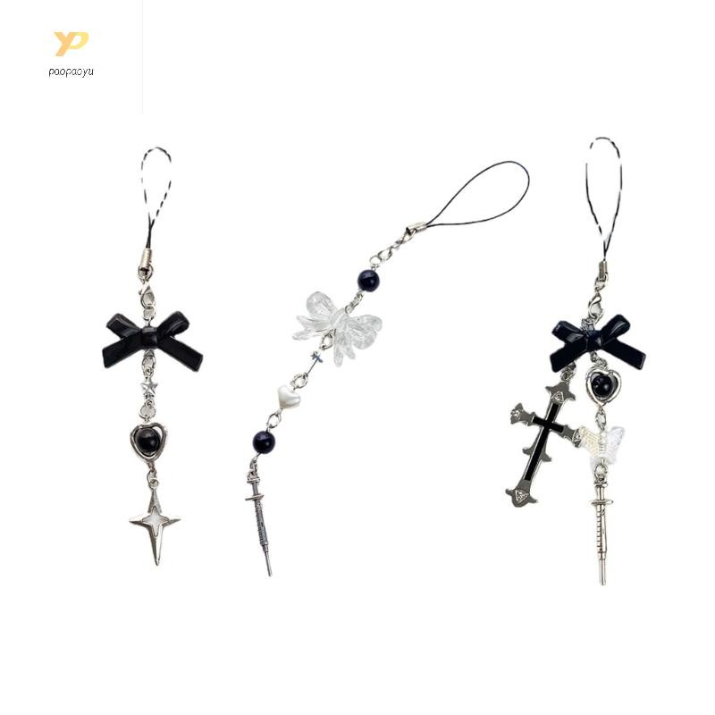 Ppy Móc Khóa Cho Túi Điện Thoại Dễ Thương Cross-Bow Charm Nữ Dây Đeo Dây Đính Hạt Dây Xích