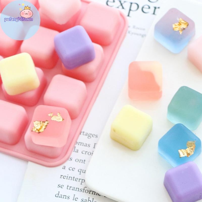 Pufangbliss 16 Khoang Bánh Vuông Nướng Khuôn Silicon Thạch Sô Cô La Truffles Brownie Pudding Khuôn Xà Phòng Làm Khuôn Trang Trí Bánh Dụng Cụ VN